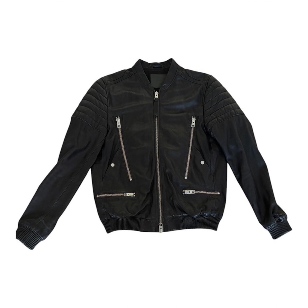 All Saints Leather Bomber Jacket